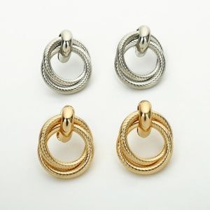 Gold/ Silver Tone Cross Rings Earrings